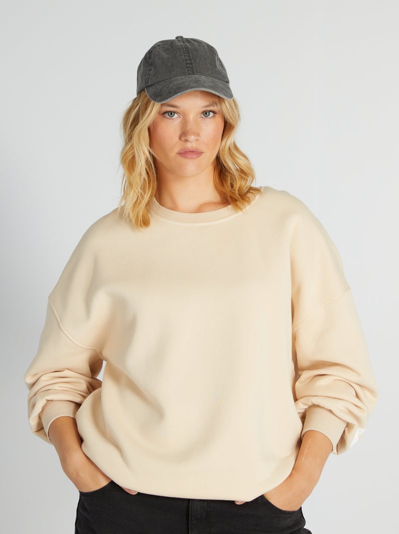 Sweatshirt em moletão com estampado BEGE - Kiabi