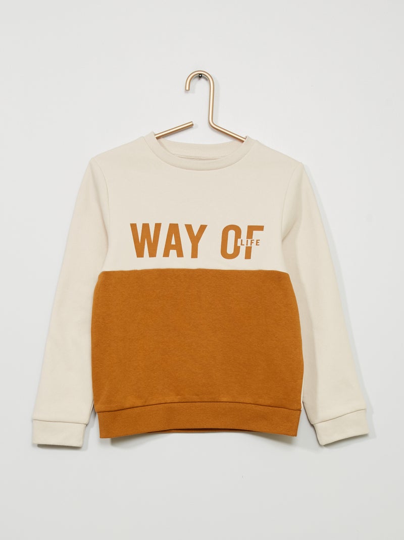 Sweatshirt em moletão com estampado BEGE - Kiabi