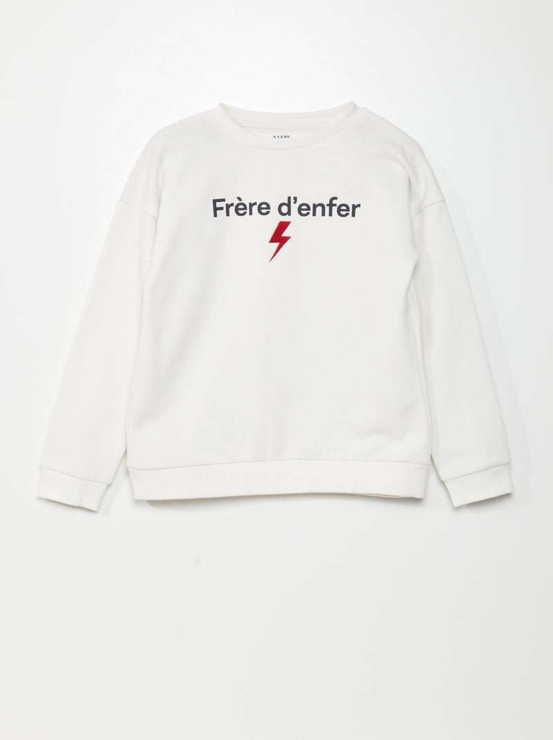 Sweatshirt em moletão com estampado BRANCO - Kiabi
