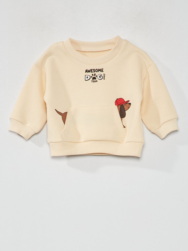 Sweatshirt em moletão com estampado BRANCO - Kiabi