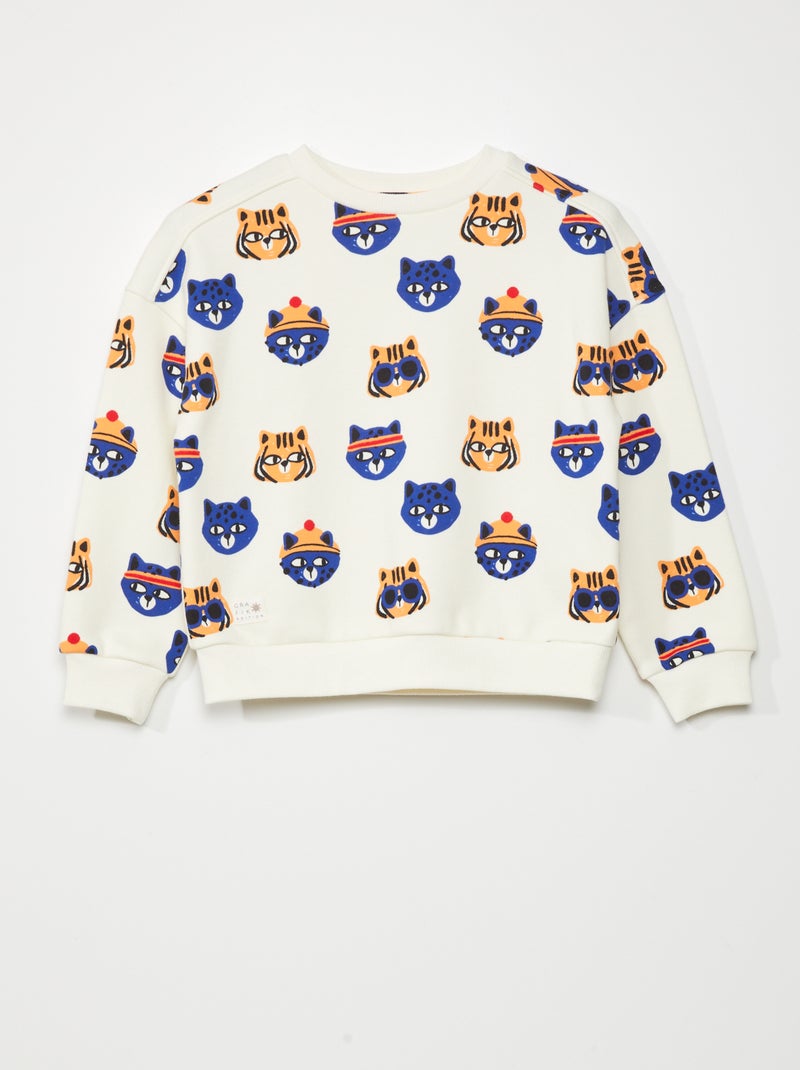 Sweatshirt em moletão com estampado BRANCO - Kiabi