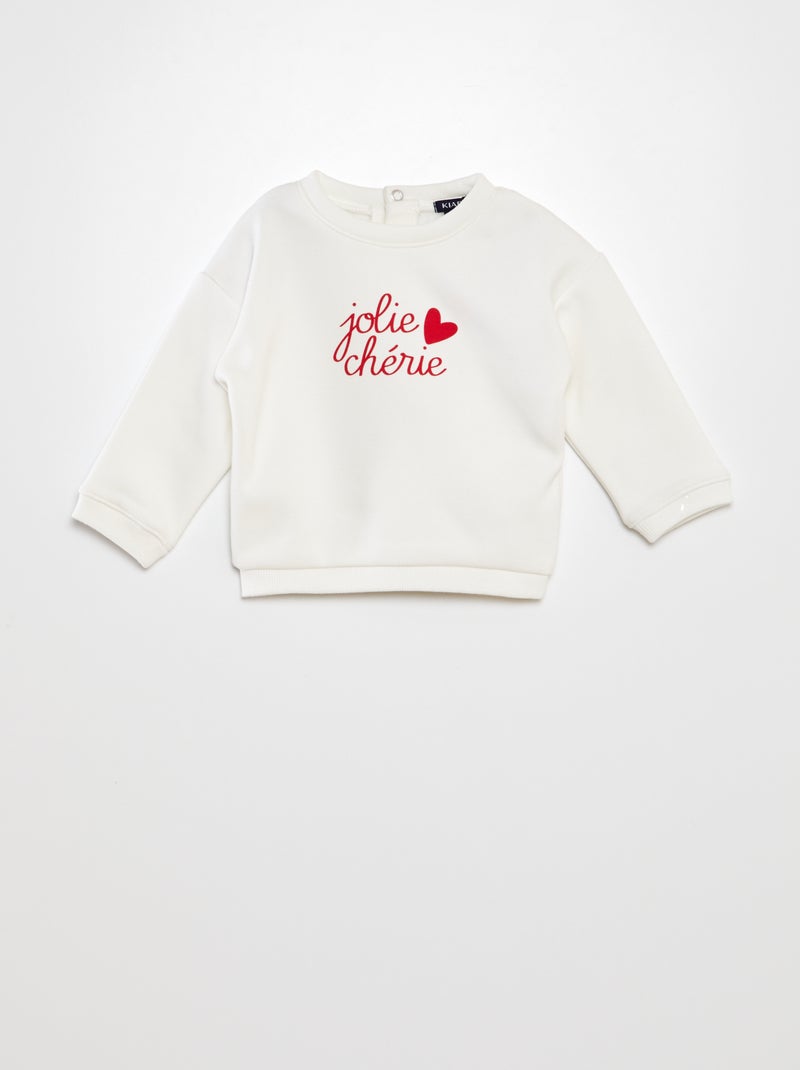 Sweatshirt em moletão com estampado BRANCO - Kiabi