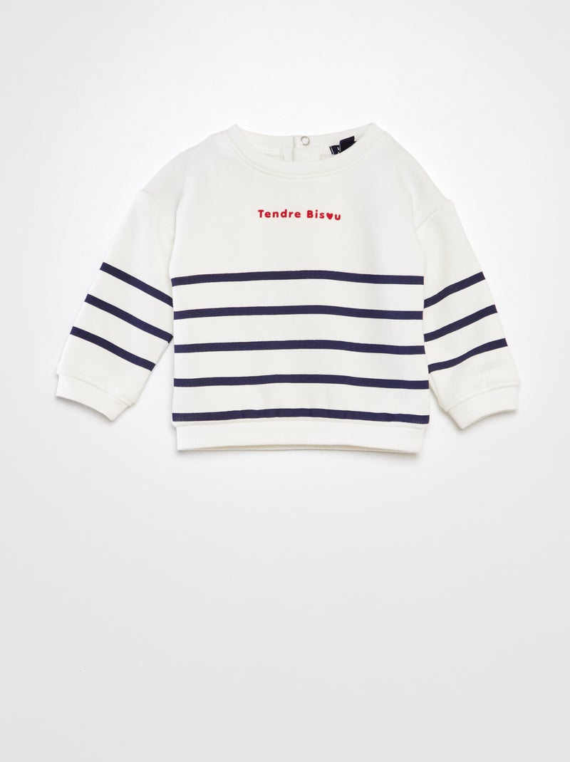 Sweatshirt em moletão com estampado BRANCO - Kiabi