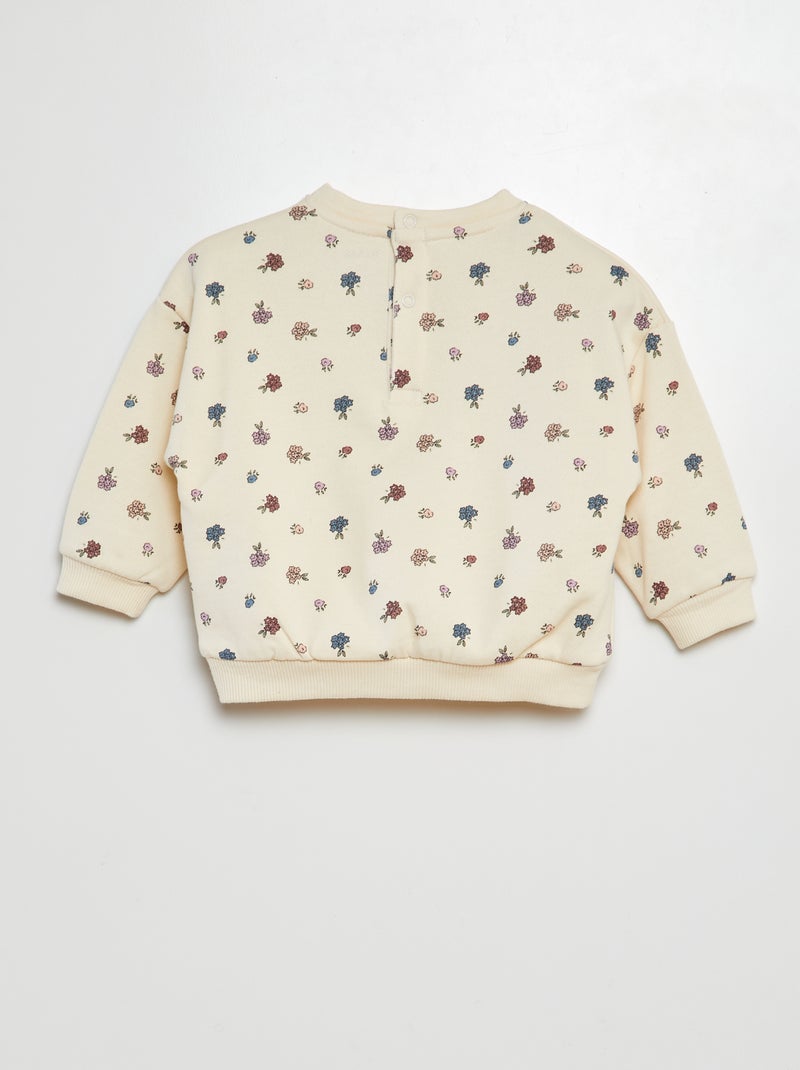 Sweatshirt em moletão com estampado BRANCO - Kiabi