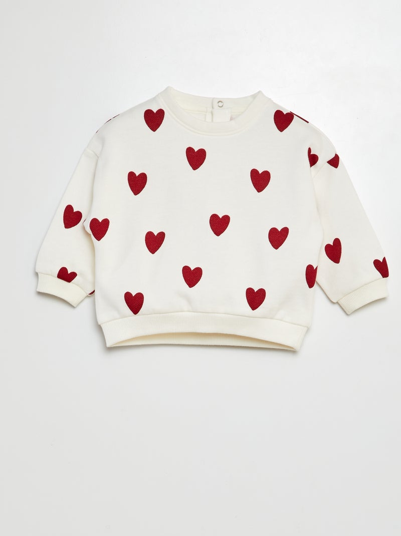 Sweatshirt em moletão com estampado BRANCO - Kiabi