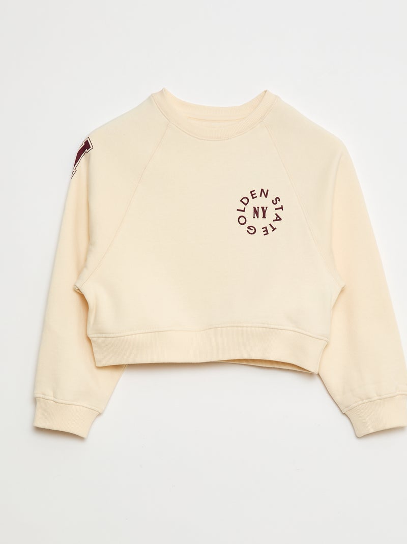 Sweatshirt em moletão com estampado Branco - Kiabi