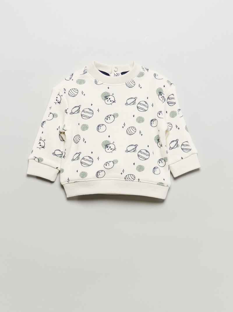 Sweatshirt em moletão com estampado BRANCO - Kiabi