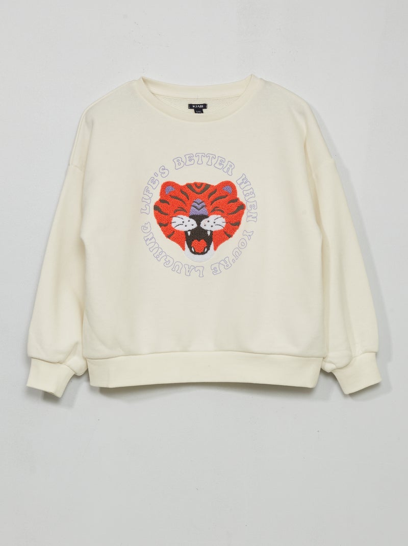 Sweatshirt em moletão com estampado BRANCO - Kiabi
