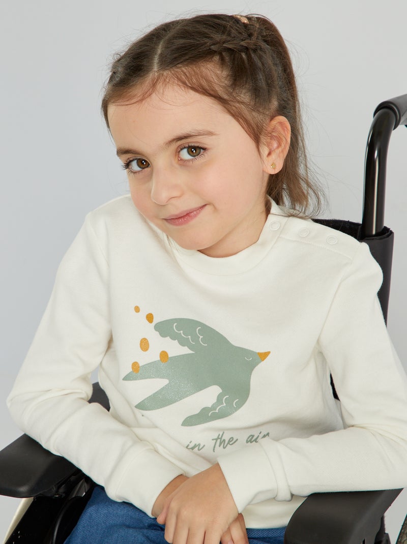 Sweatshirt em moletão com estampado BRANCO - Kiabi