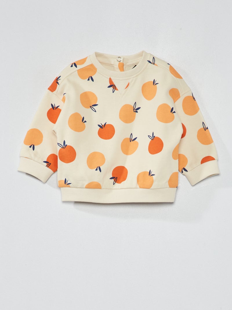 Sweatshirt em moletão com estampado BRANCO - Kiabi