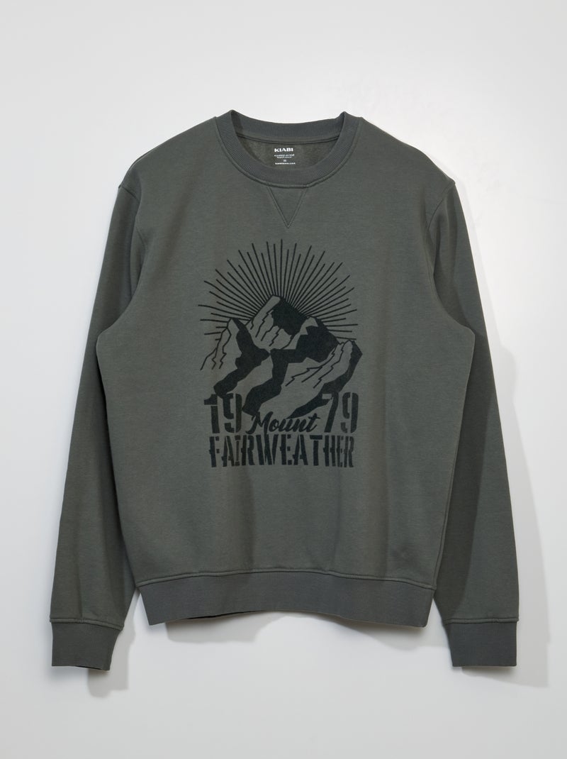 Sweatshirt em moletão com estampado CAQUI - Kiabi