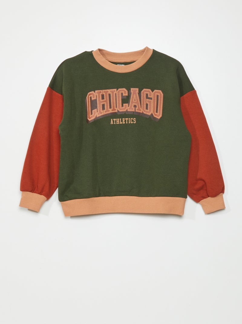 Sweatshirt em moletão com estampado 'chicago' VERDE - Kiabi