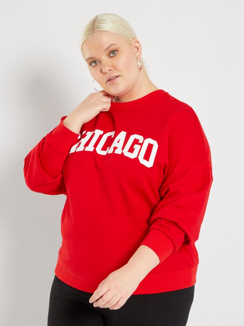 Sweatshirt em moletão com estampado 'Chicago' VERMELHO - Kiabi