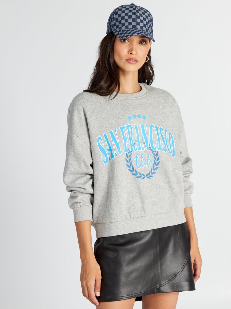 Sweatshirt em moletão com estampado CINZA - Kiabi