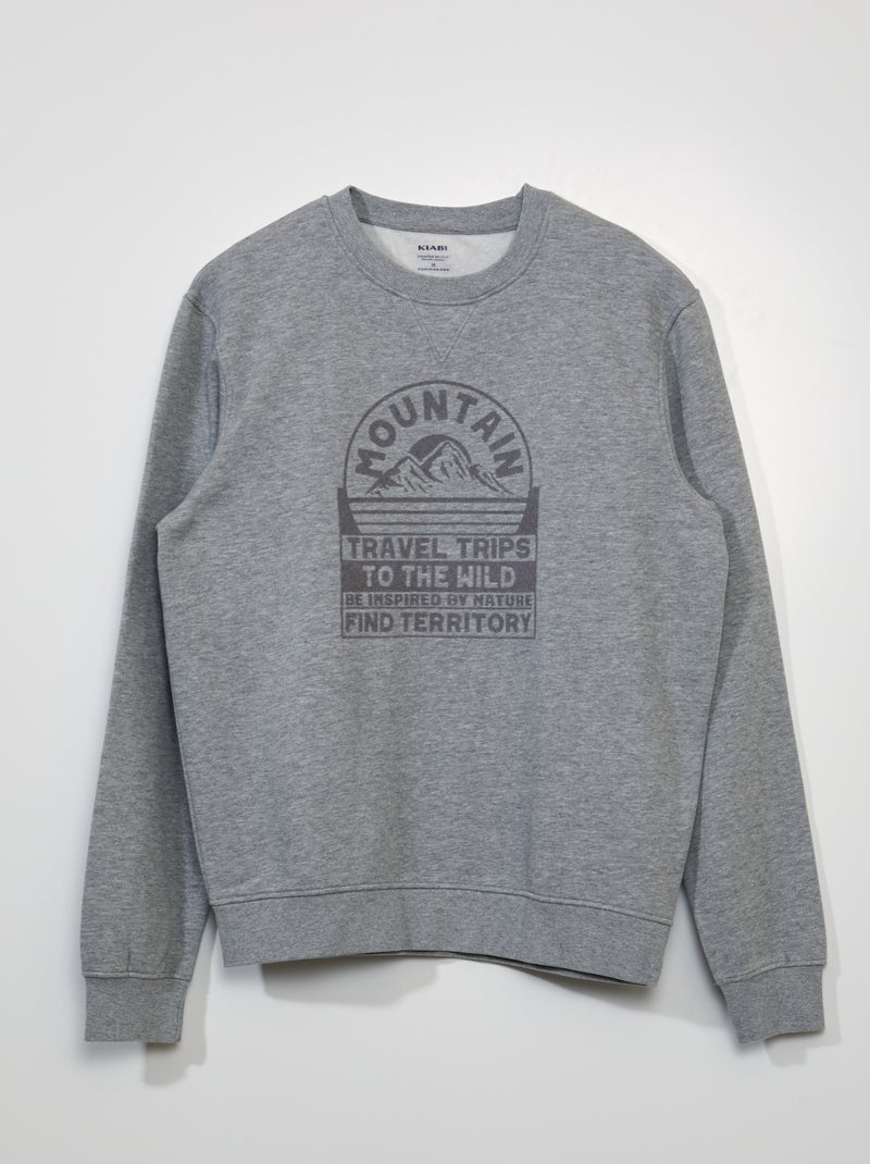 Sweatshirt em moletão com estampado CINZA - Kiabi