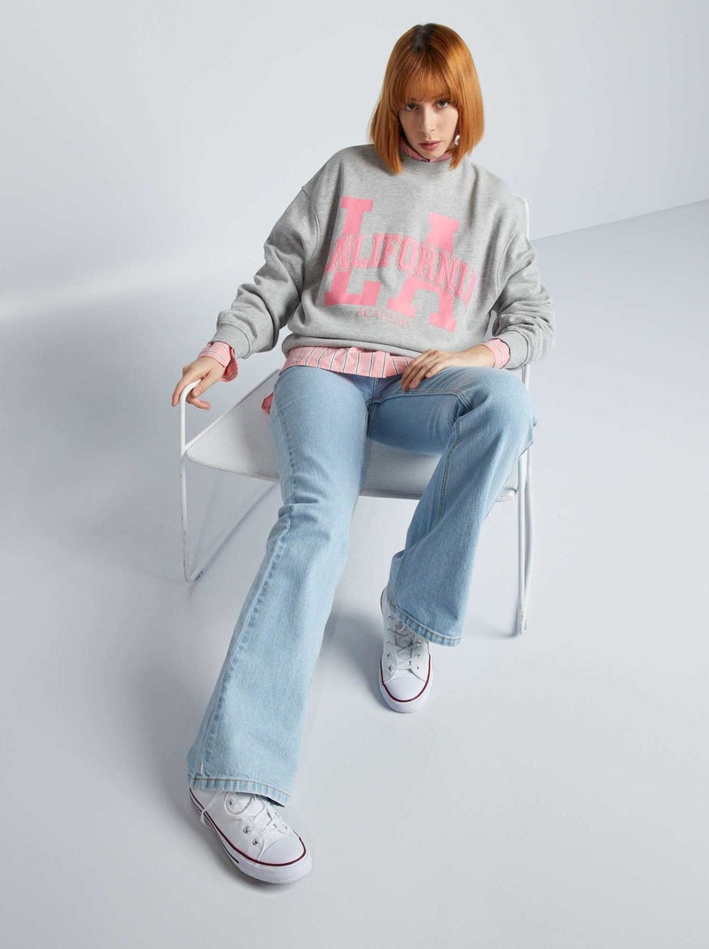 Sweatshirt em moletão com estampado CINZA - Kiabi