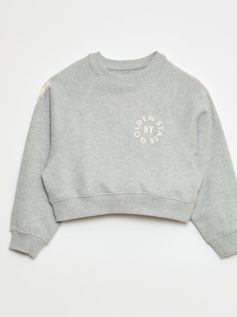 Sweatshirt em moletão com estampado Cinza - Kiabi