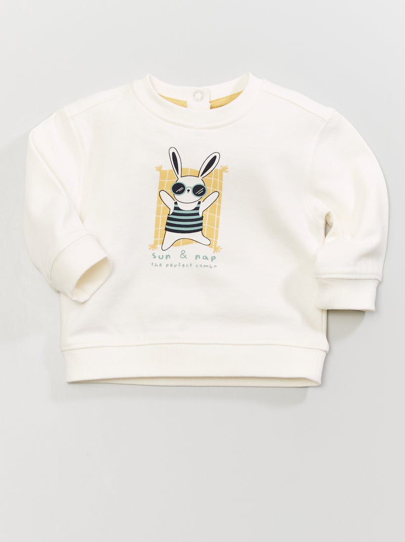 Sweatshirt em moletão com estampado 'coelho' BRANCO - Kiabi