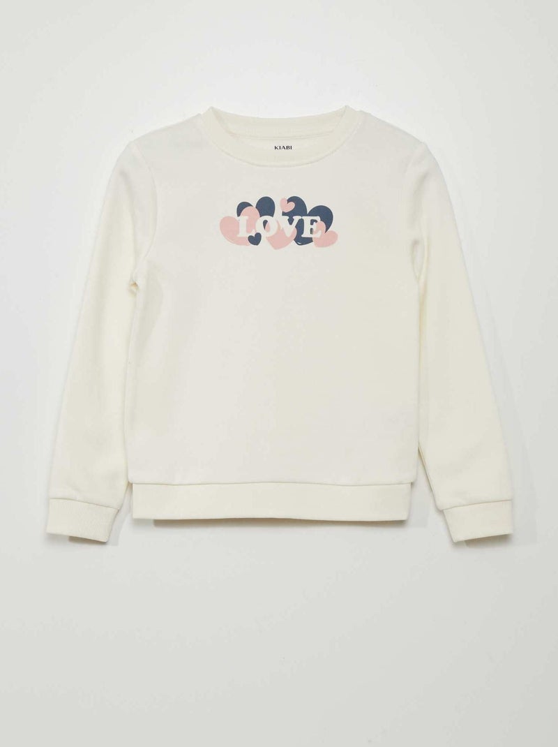 Sweatshirt em moletão com estampado de fantasia BRANCO - Kiabi
