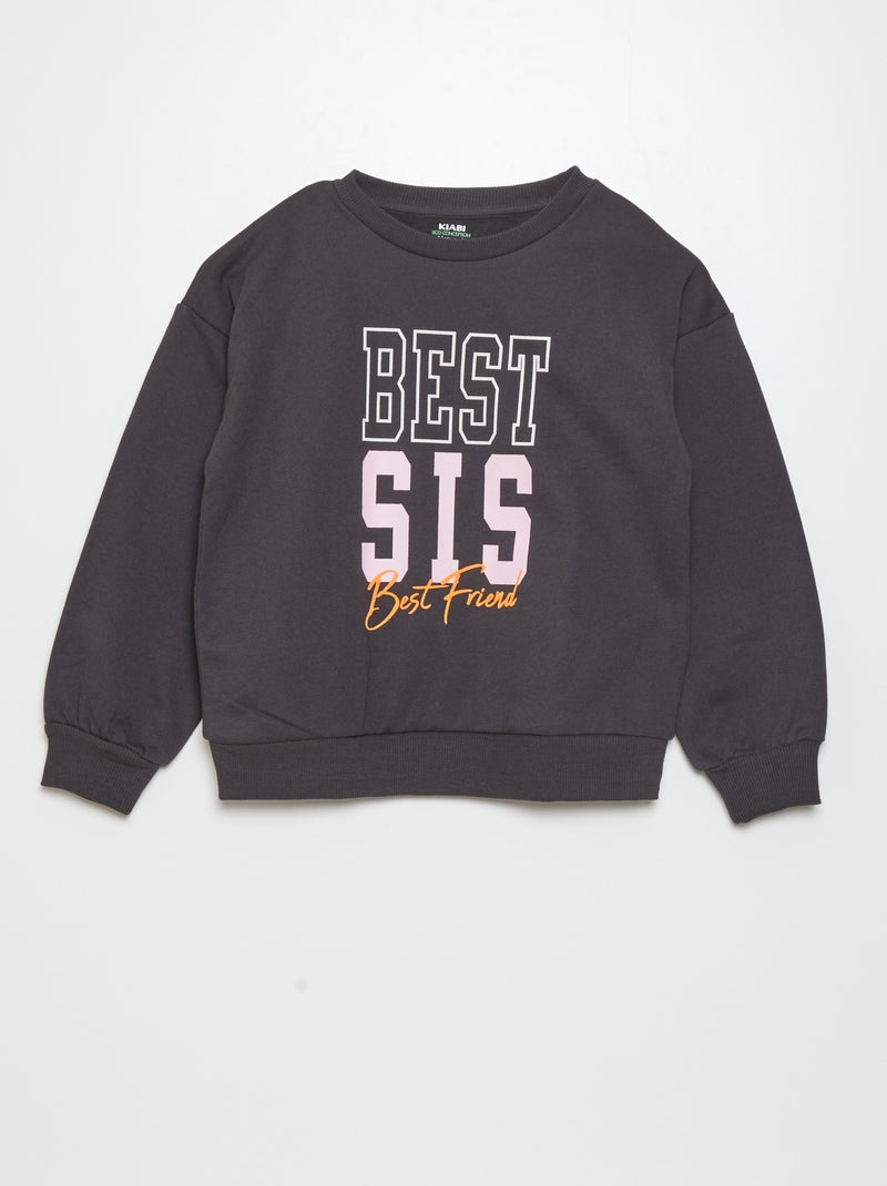 Sweatshirt em moletão com estampado de peluche PRETO - Kiabi