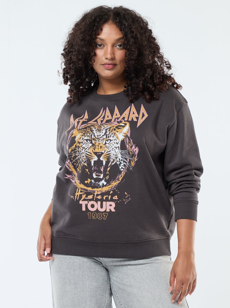 Sweatshirt em moletão com estampado 'Def Leppard' Preto - Kiabi