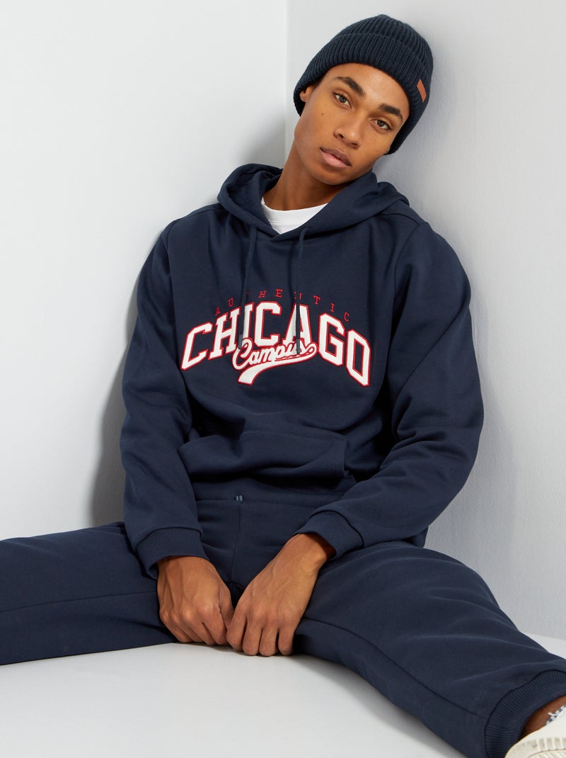 Sweatshirt em moletão com estampado em relevo Azul Marinho - Kiabi