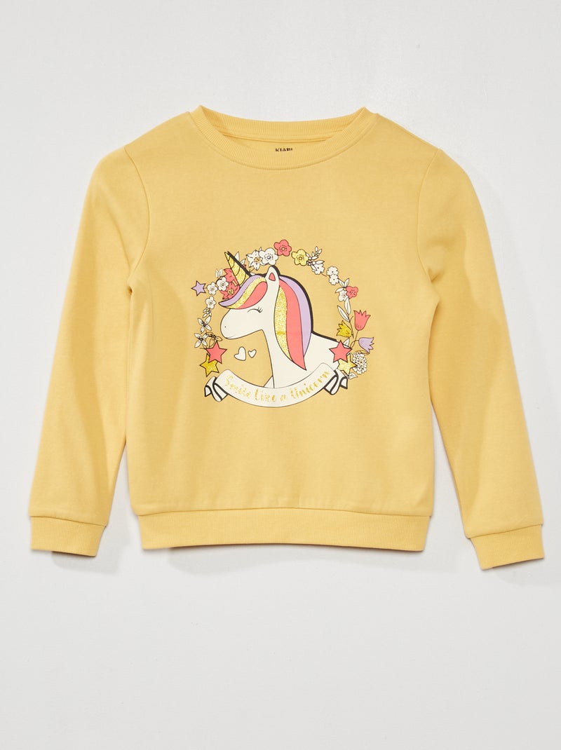 Sweatshirt em moletão com estampado fantasia AMARELO - Kiabi