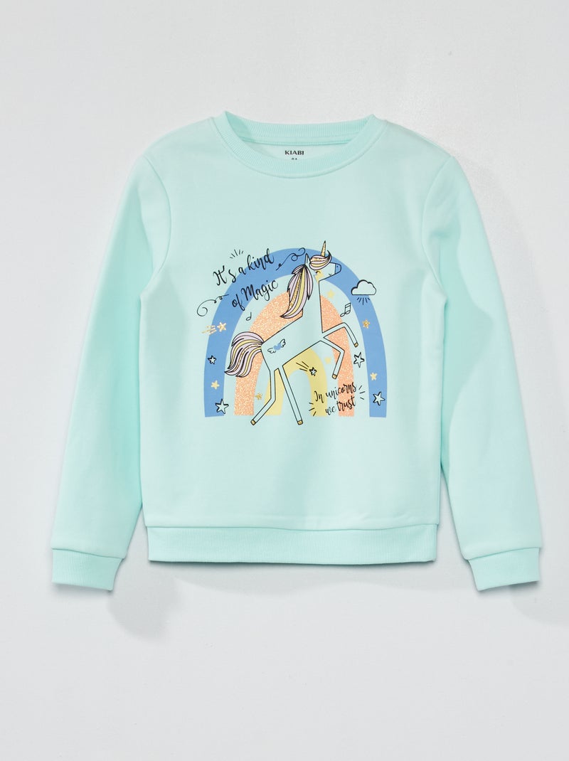 Sweatshirt em moletão com estampado fantasia AZUL - Kiabi