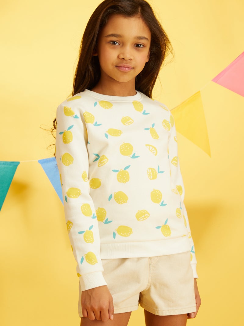 Sweatshirt em moletão com estampado fantasia BEGE - Kiabi