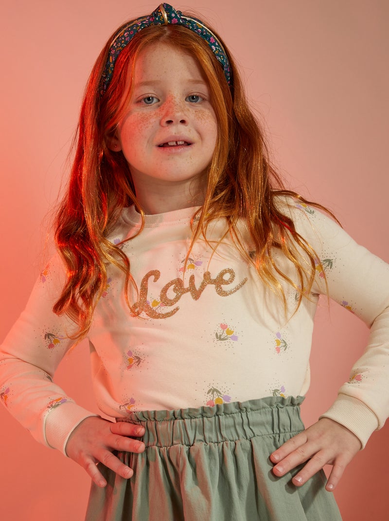 Sweatshirt em moletão com estampado fantasia BEGE - Kiabi