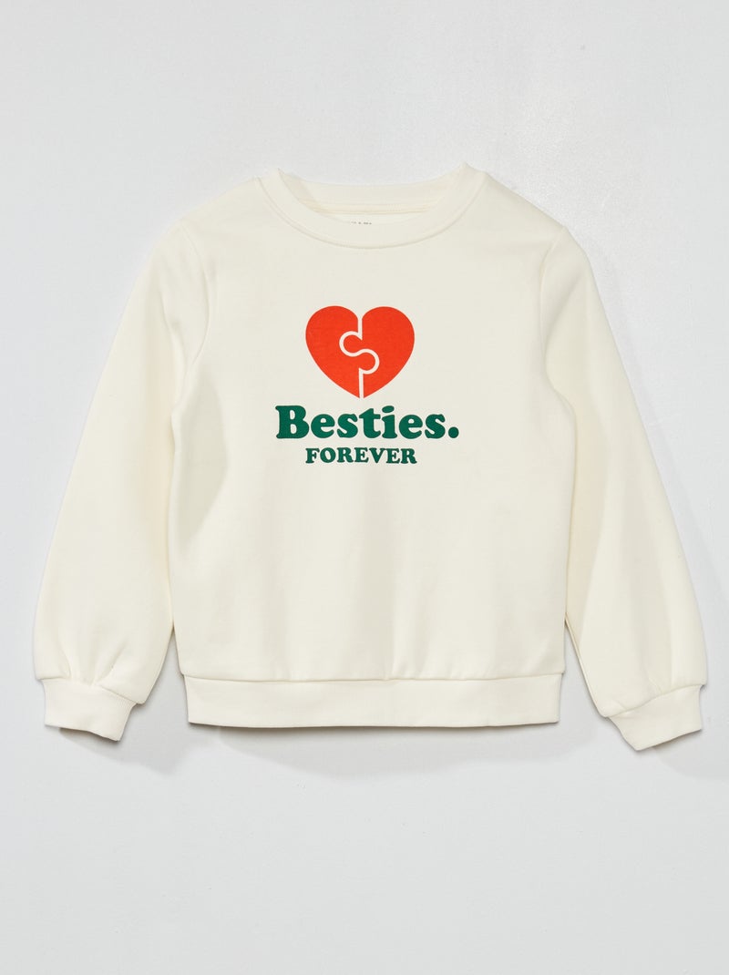 Sweatshirt em moletão com estampado fantasia BRANCO - Kiabi