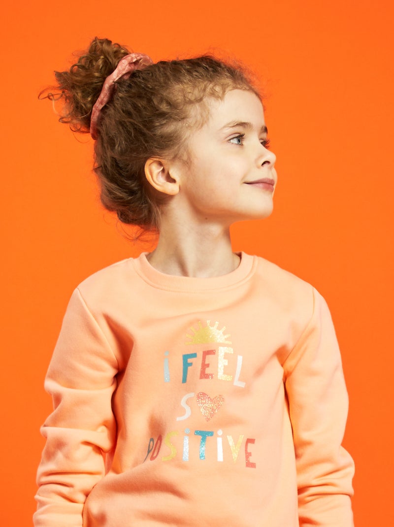 Sweatshirt em moletão com estampado fantasia LARANJA - Kiabi