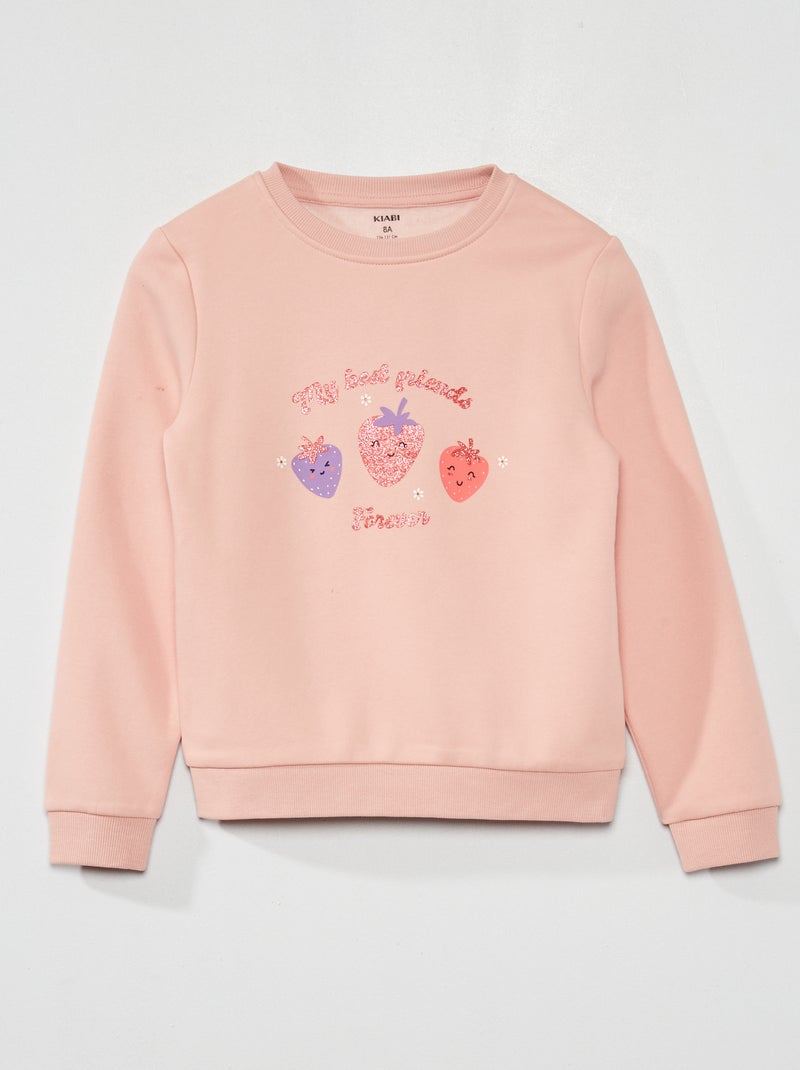 Sweatshirt em moletão com estampado fantasia ROSA - Kiabi