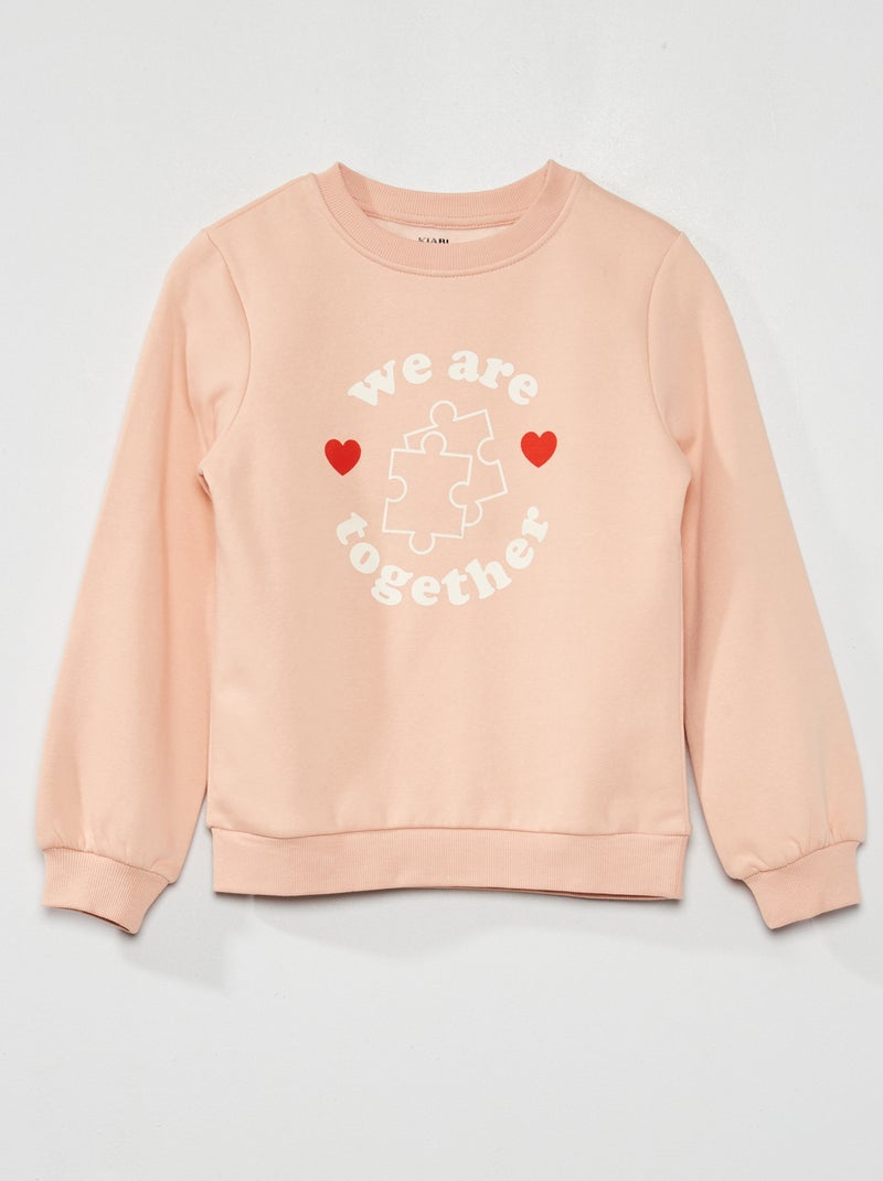Sweatshirt em moletão com estampado fantasia ROSA - Kiabi