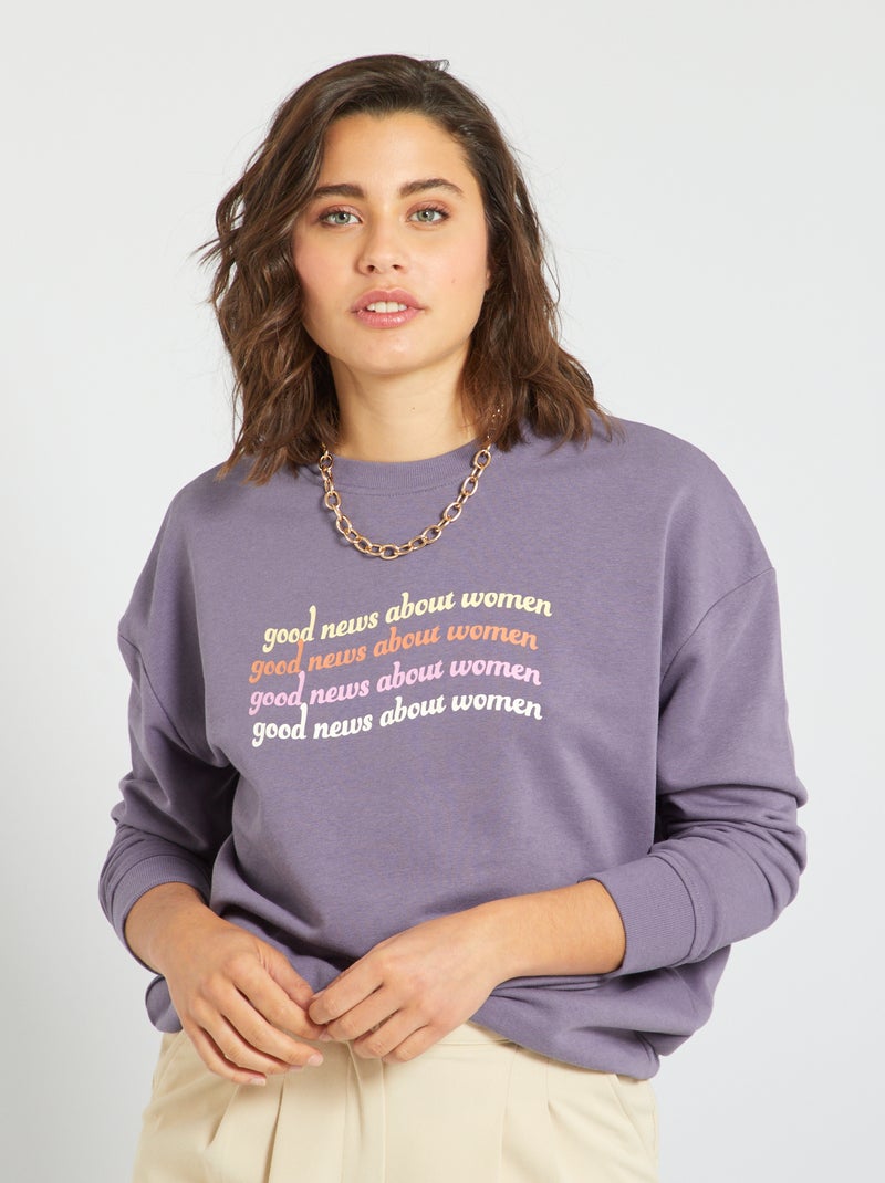 Sweatshirt em moletão com estampado 'Journée de la Femme' VIOLETA - Kiabi
