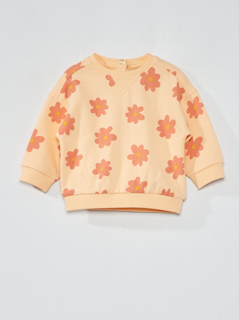 Sweatshirt em moletão com estampado LARANJA - Kiabi