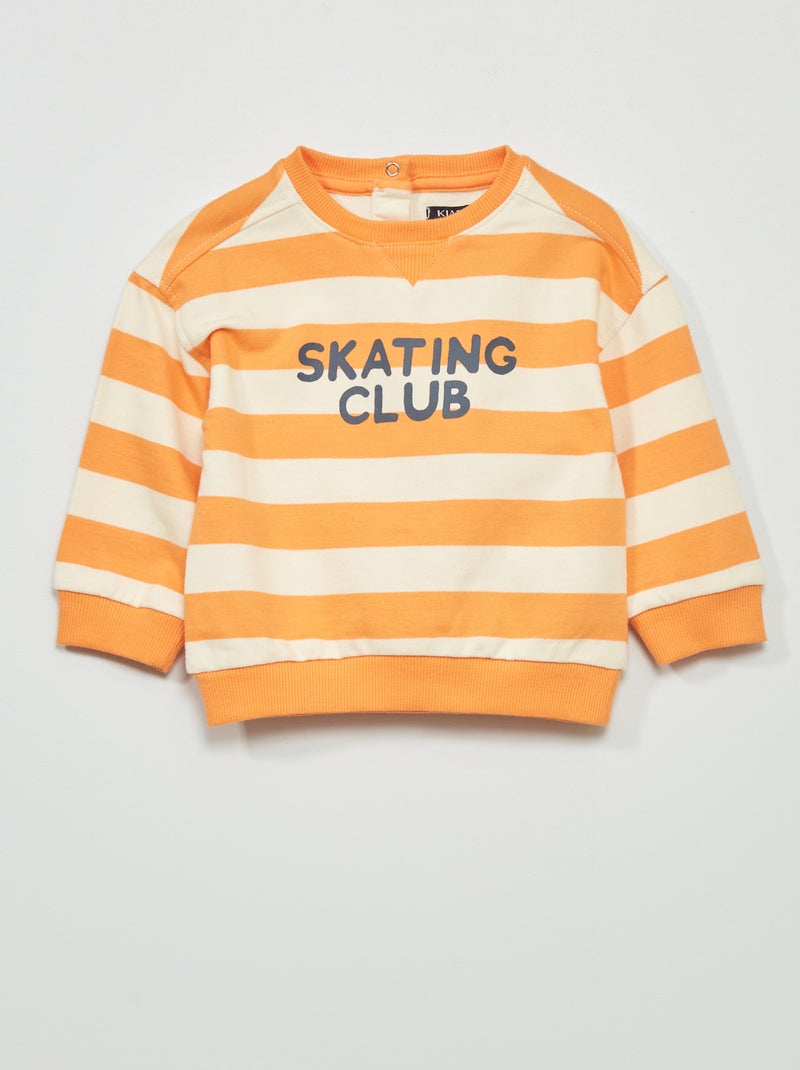 Sweatshirt em moletão com estampado LARANJA - Kiabi