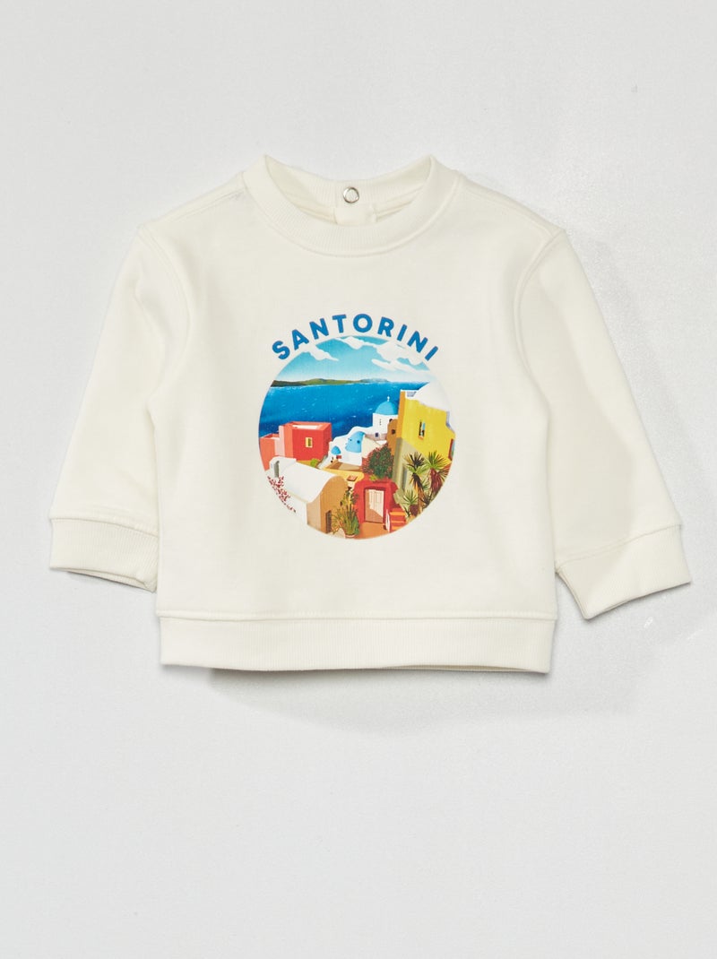 Sweatshirt em moletão com estampado 'Lisboa' BRANCO - Kiabi