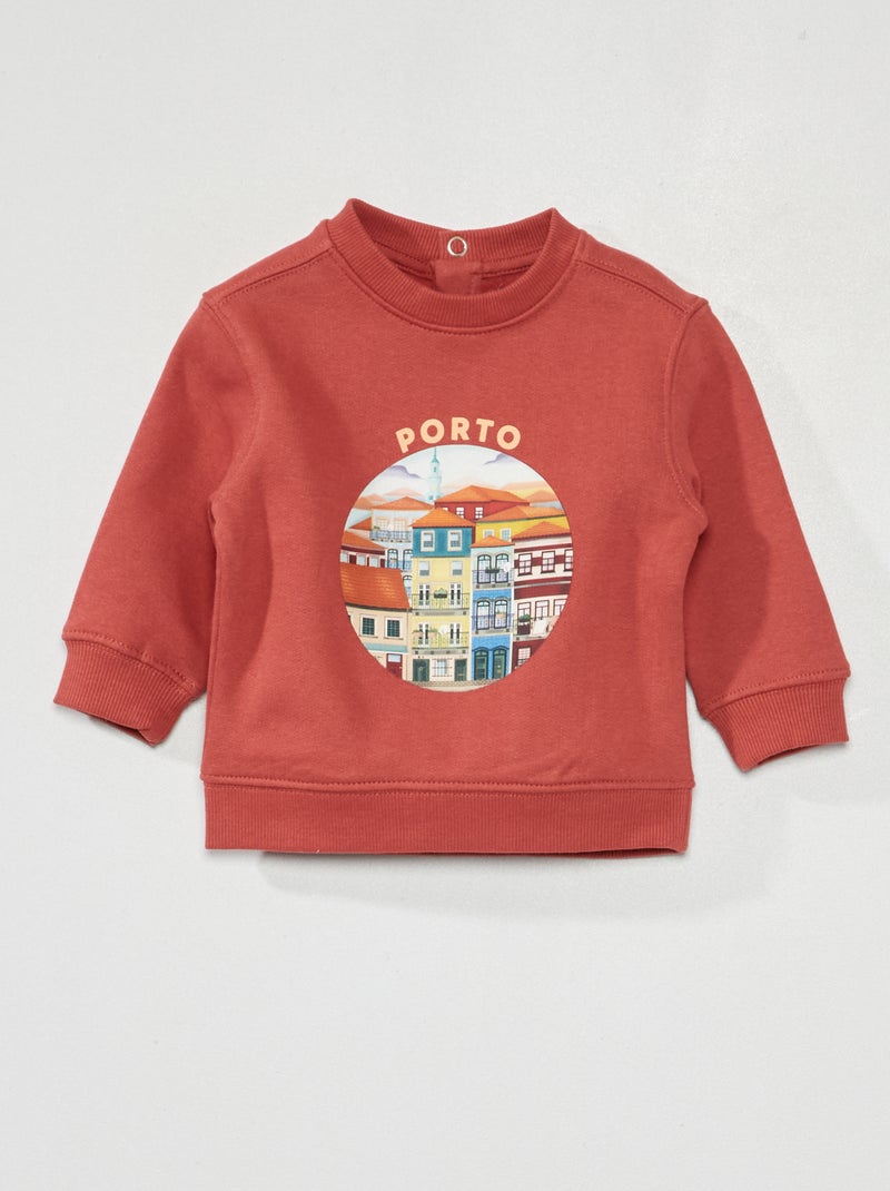 Sweatshirt em moletão com estampado 'Lisboa' VERMELHO - Kiabi