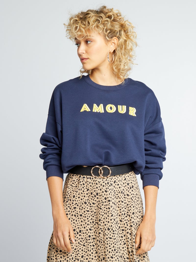 Sweatshirt em moletão com estampado Marinho - Kiabi