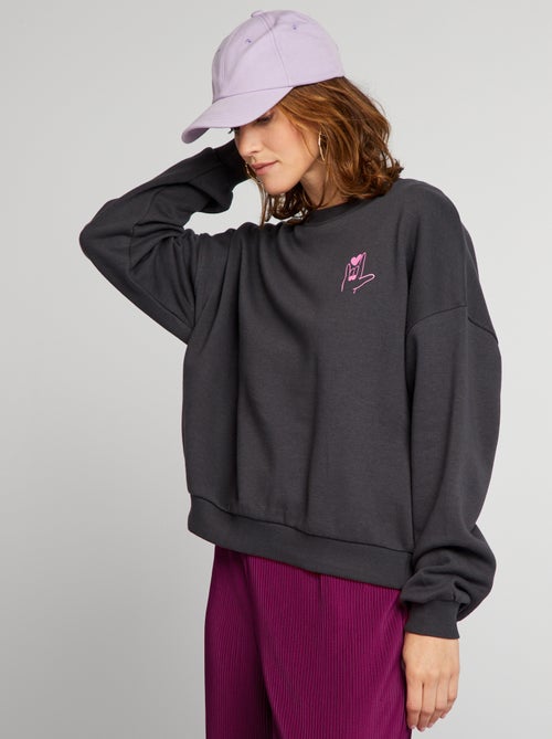 Sweatshirt em moletão com estampado - Kiabi