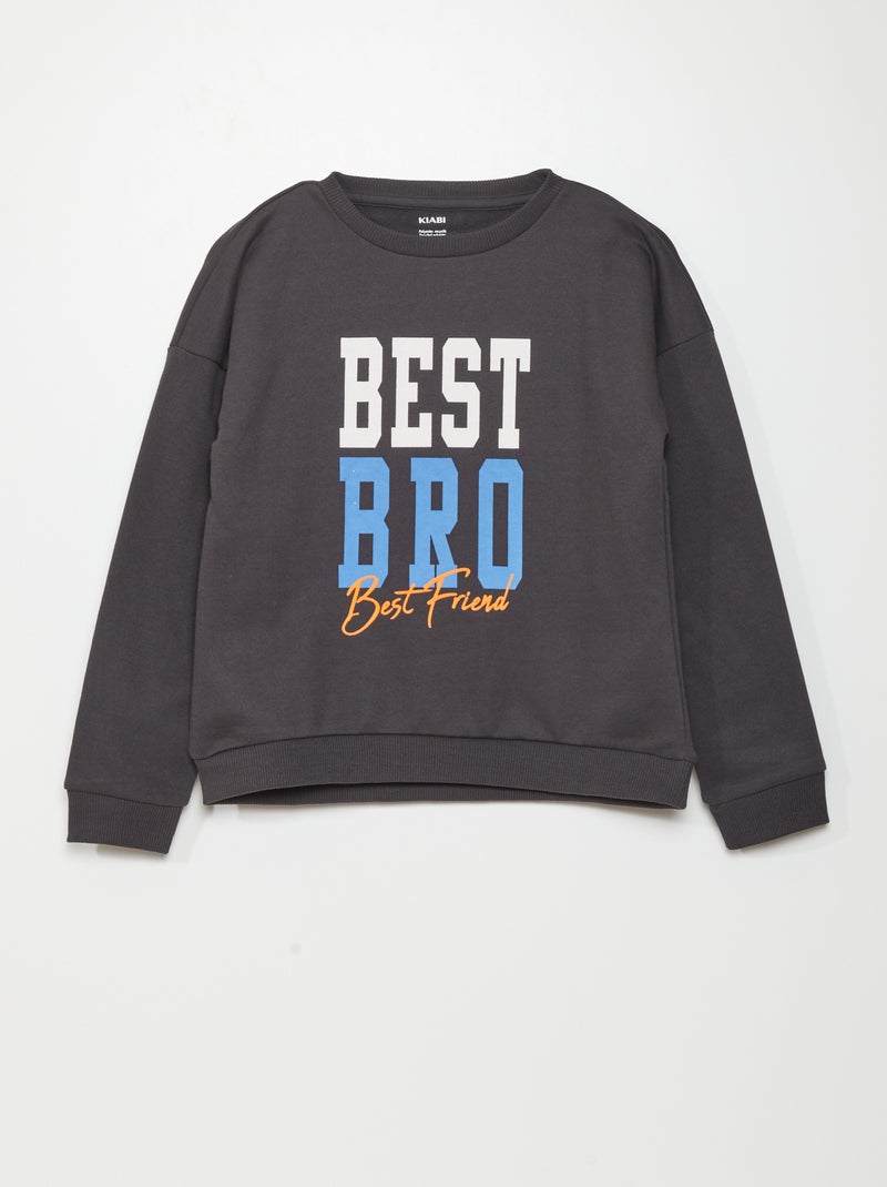 Sweatshirt em moletão com estampado PRETO - Kiabi