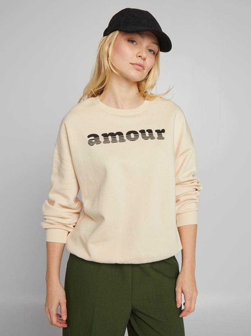 Sweatshirt em moletão com estampado ROSA - Kiabi