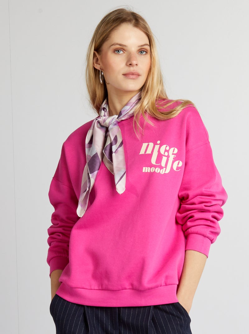 Sweatshirt em moletão com estampado ROSA - Kiabi