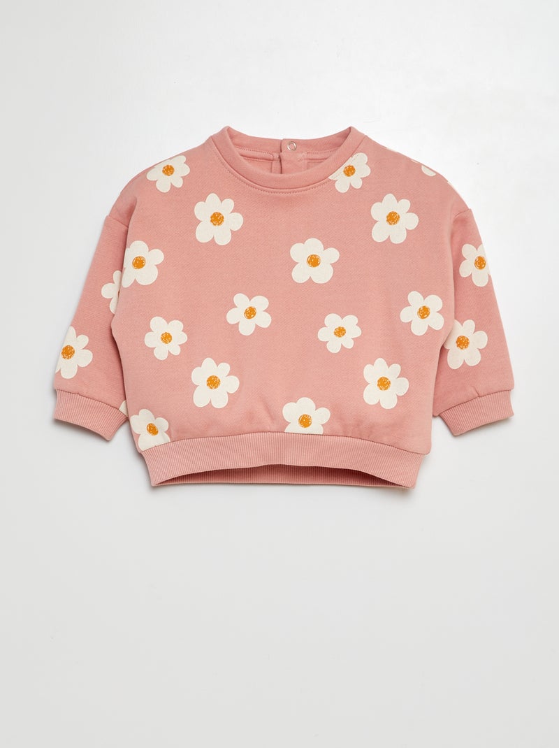 Sweatshirt em moletão com estampado ROSA - Kiabi
