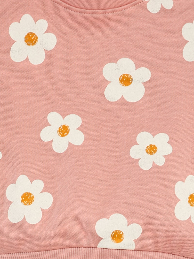 Sweatshirt em moletão com estampado ROSA - Kiabi