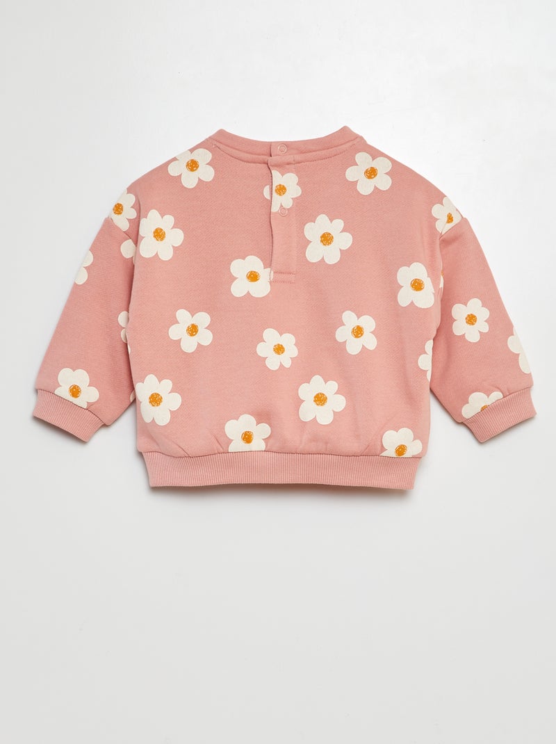 Sweatshirt em moletão com estampado ROSA - Kiabi