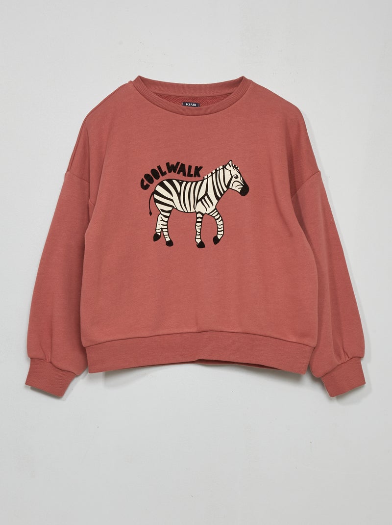 Sweatshirt em moletão com estampado ROSA - Kiabi