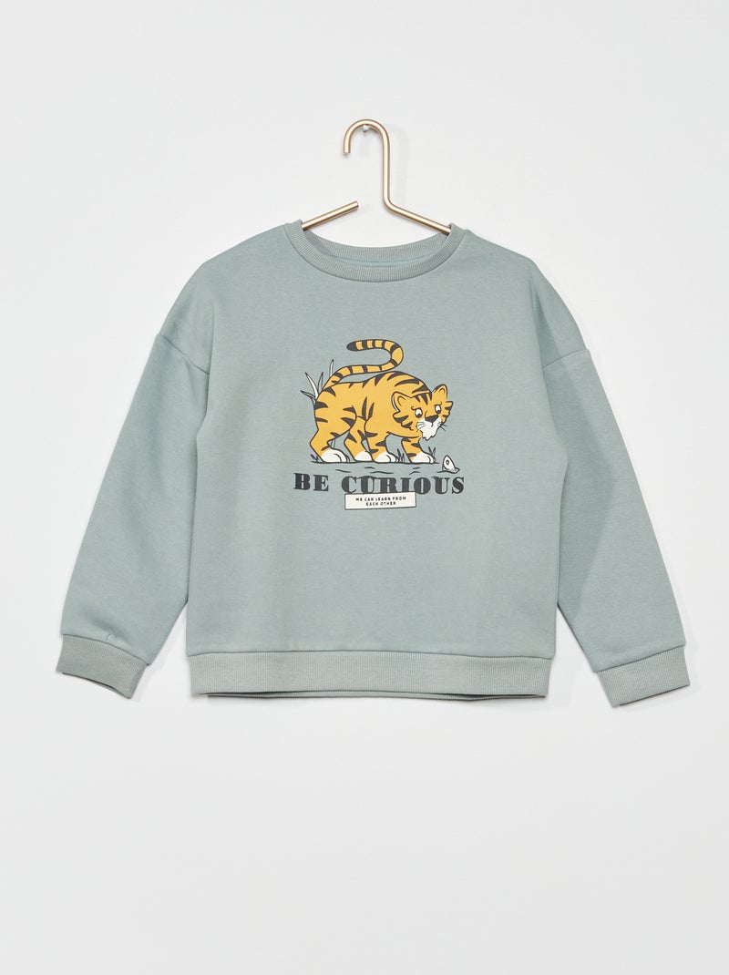 Sweatshirt em moletão com estampado 'tigre' AZUL - Kiabi