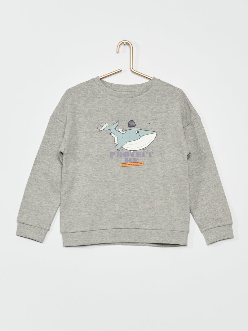 Sweatshirt em moletão com estampado 'tigre' CINZA - Kiabi